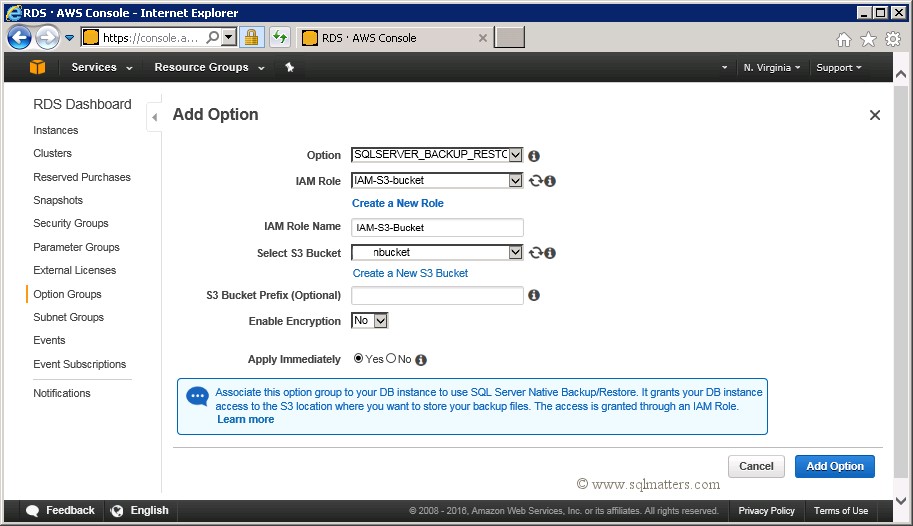 Create new option group